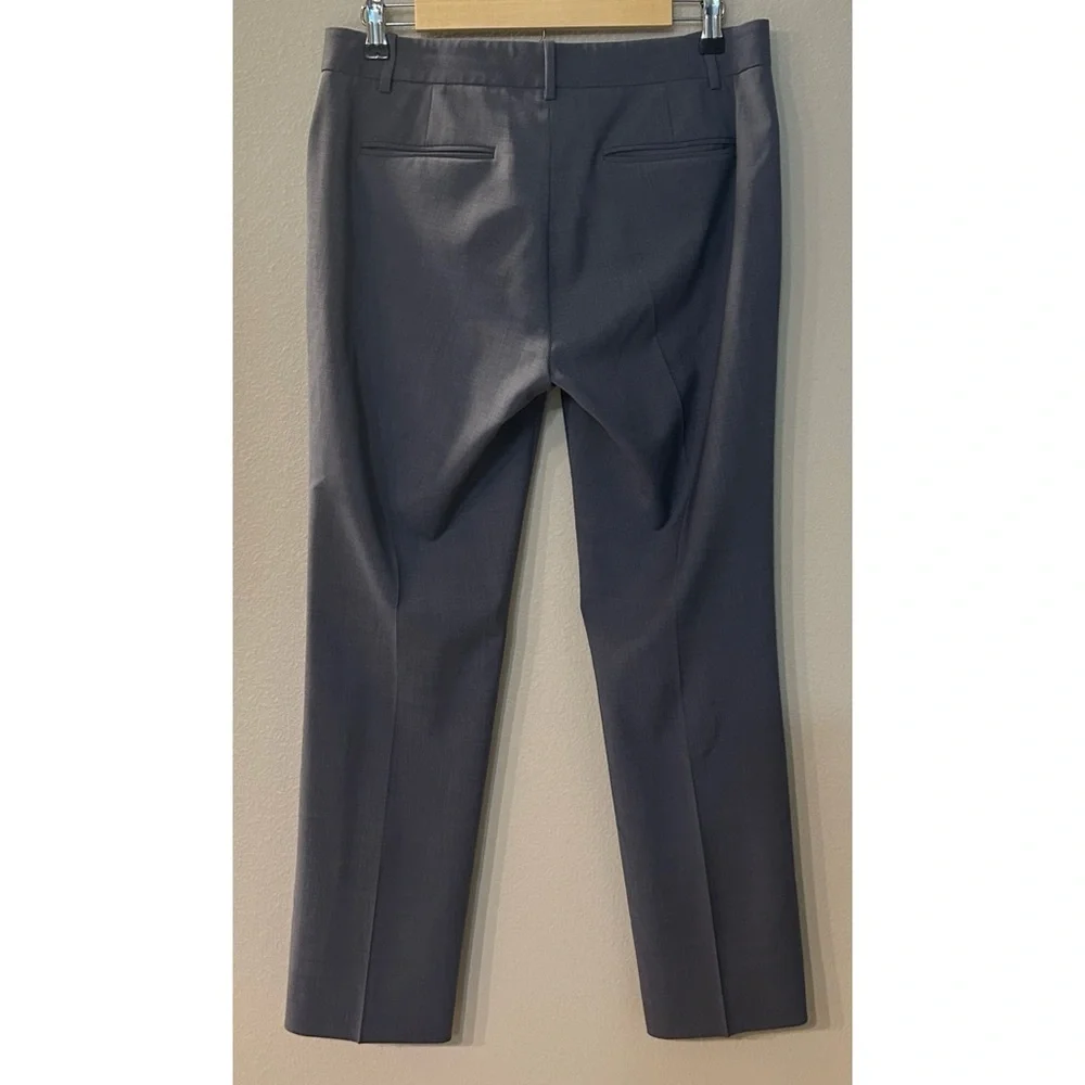 Theory Izelle S Continuous Wool Pants Trousers Size 6 Blue Straight Leg - Picture 3 of 5